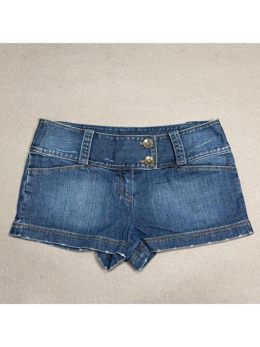 Vintage Y2K Low Rise Denim Micro Shorts Faded Amass